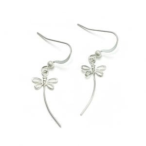 Flight of the Dragonfly dangle earrings - Sterling Silver - - LadybugfeetDesigns -