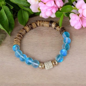 Iridescent Blue Mystic Aura Quartz Gemstone Diffuser bracelet - - LadybugfeetDesigns -