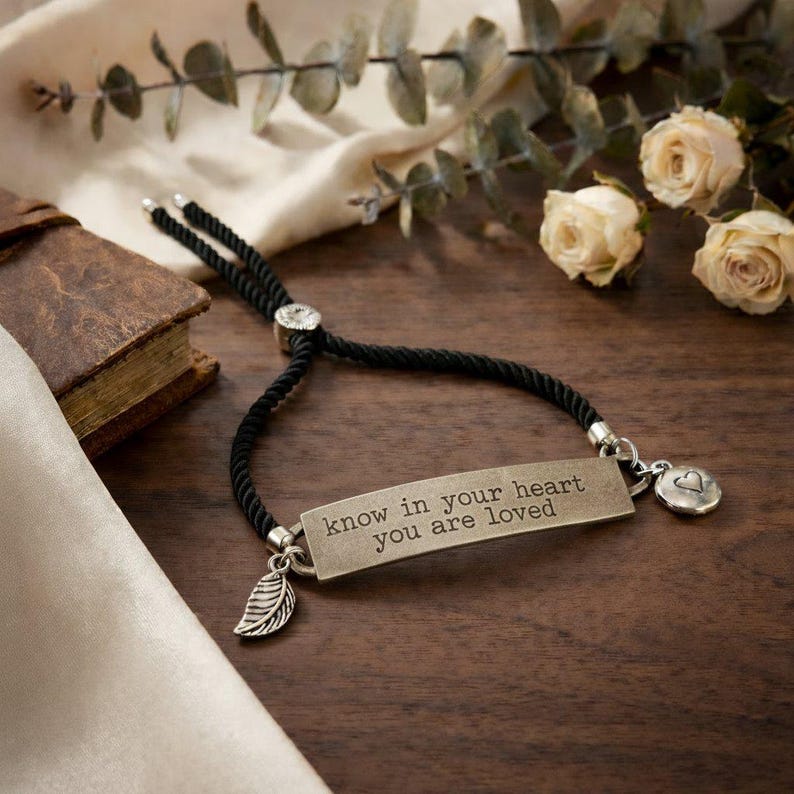 Know in Your Heart You Are Loved, Inspirational Quote Twisted rope bolo Bracelet - - LadybugfeetDesigns -