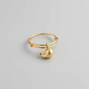 Baby Whale Expandable Charm Ring - Gold - - LadybugfeetDesigns -