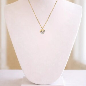 Sparkly Melting Heart necklace, Gold- 20 inch - - LadybugfeetDesigns -