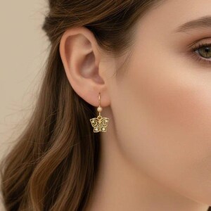 Celestial Butterfly Gold dangle earrings - - LadybugfeetDesigns -