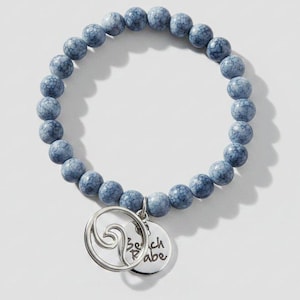 Beach Babe Beaded Stretch Bracelet - - LadybugfeetDesigns -