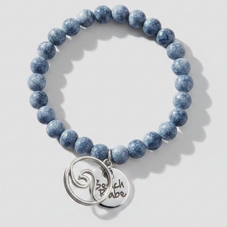Beach Babe Beaded Stretch Bracelet - - LadybugfeetDesigns -