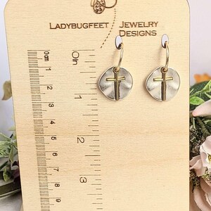 Cross Two-Tone Dangle Earrings - - LadybugfeetDesigns -