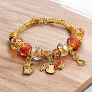 MEOW European beaded bracelet - Gold - - LadybugfeetDesigns -