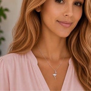Rustic Flamingo Necklace, 20 inches - Silver - - LadybugfeetDesigns -
