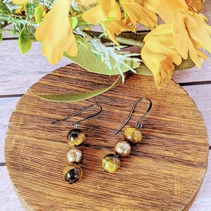 Golden Tiger's Eye Bracelet/Earring Set - - LadybugfeetDesigns -