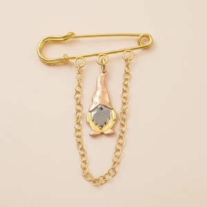 Gnome Safety Pin Brooch, Purse Charm