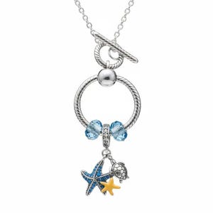 Sea Life Sterling Silver Toggle Charm Necklace, 20 inches - - LadybugfeetDesigns -