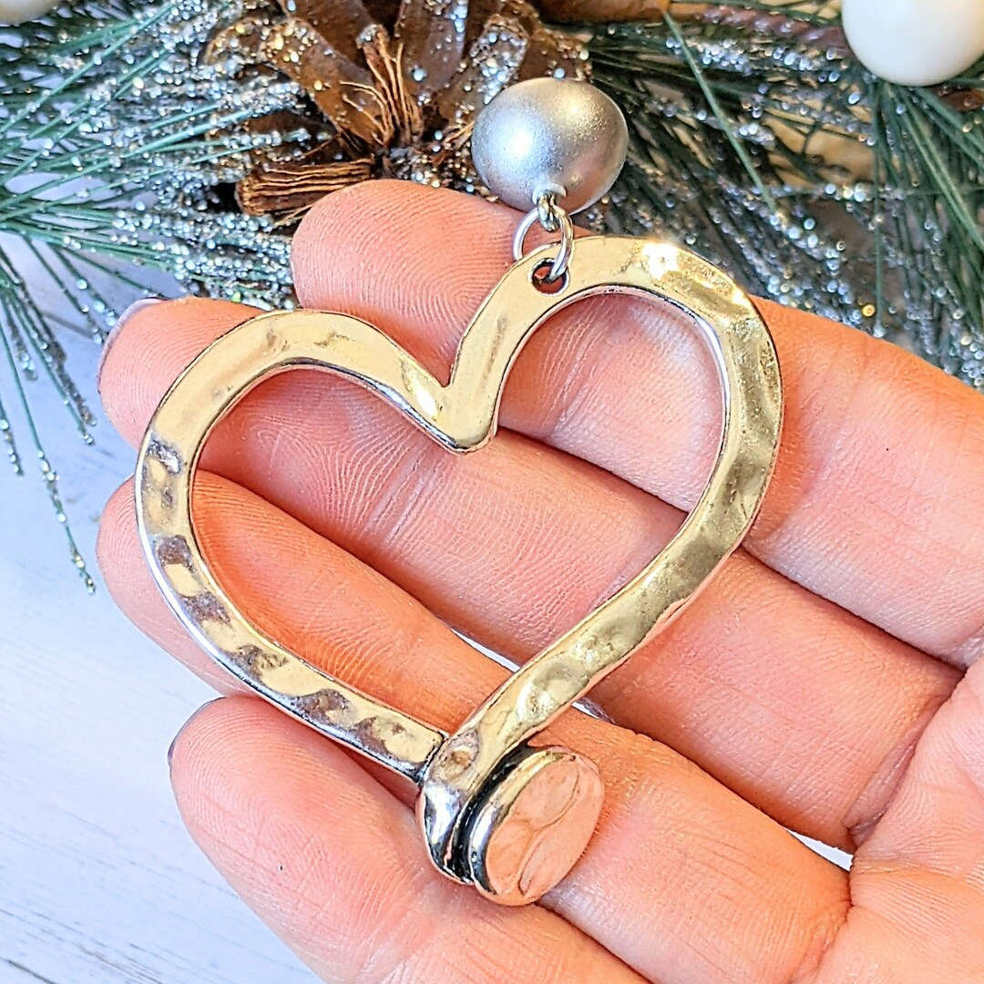 Matte Silver Hammered Heart Nail Pendant Etsy