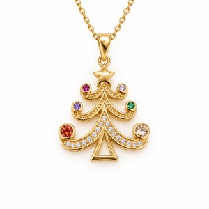 Christmas Tree Rhinestone necklace, 20 inch - - LadybugfeetDesigns -