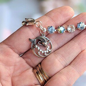 Koi Pendant Faceted Crystal Bracelet, Silver - - LadybugfeetDesigns -