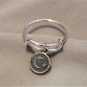 Crescent Moon Star Charm Ring - - LadybugfeetDesigns -