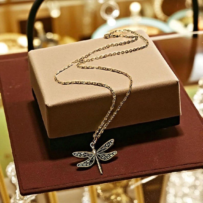 Dragonfly Boho Necklace, Antique Bronze - 18 inches - - LadybugfeetDesigns -