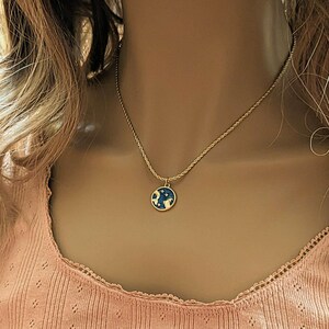 Blue Enamel Zodiac Pendant Necklace, Gold - 20 inches - - LadybugfeetDesigns -