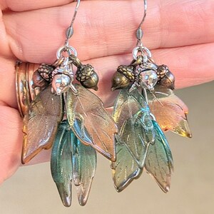 Acorn Leaf Cluster Hook Earrings, Silver - - LadybugfeetDesigns -