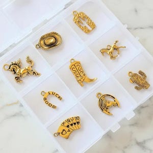 Wild West II Themed Charm Box - 9 pc., Gold - - LadybugfeetDesigns -