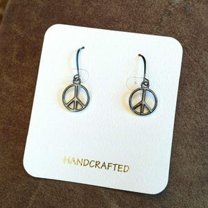 Peace Sign Earrings - Unisex - - LadybugfeetDesigns -