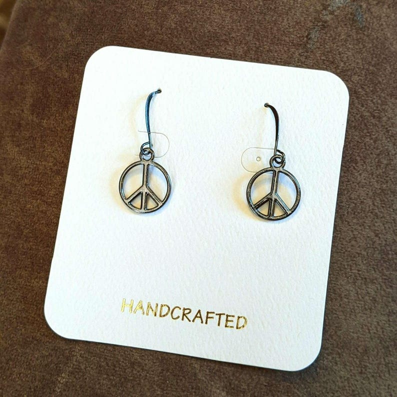 Peace Sign Earrings - Unisex - - LadybugfeetDesigns -