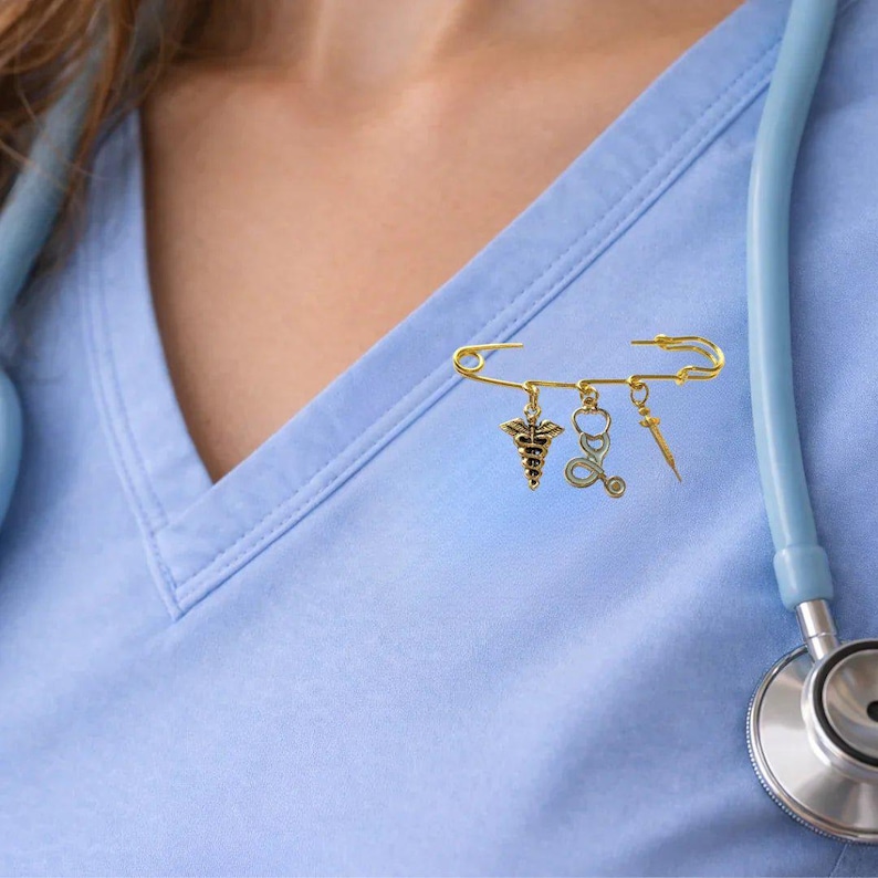 Medical Field Safety Pin Brooch, Purse Charm - - LadybugfeetDesigns -