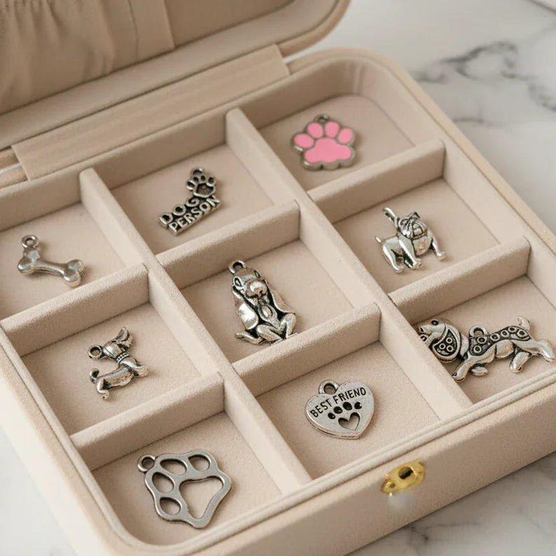 Dog Person Charm Box - 9 pc., Silver - - LadybugfeetDesigns -