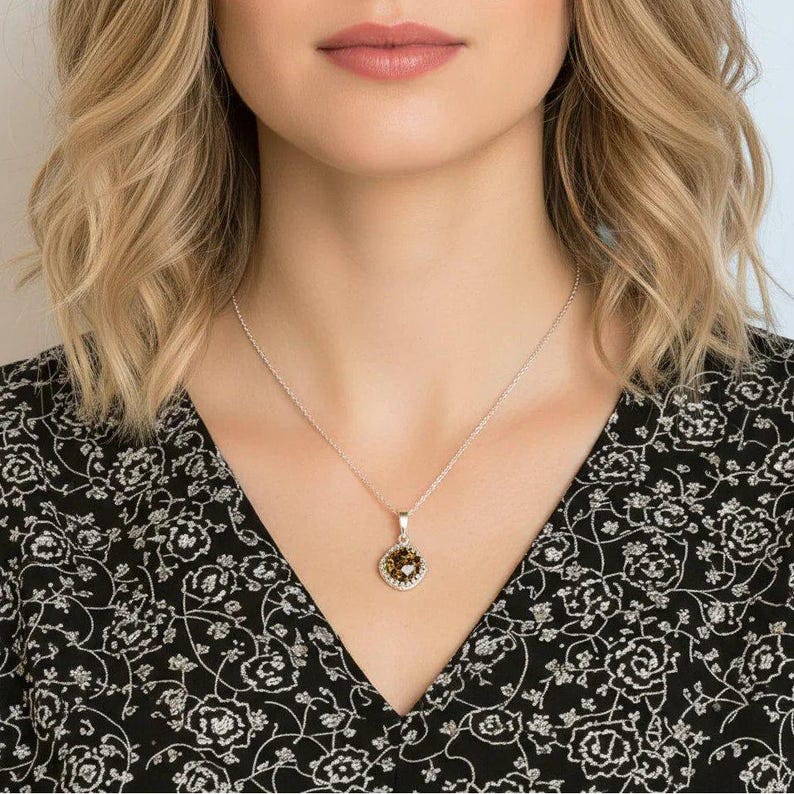 Leopard Print Crystal Pendant charm necklace, Sterling Silver - 22 inch - - LadybugfeetDesigns -