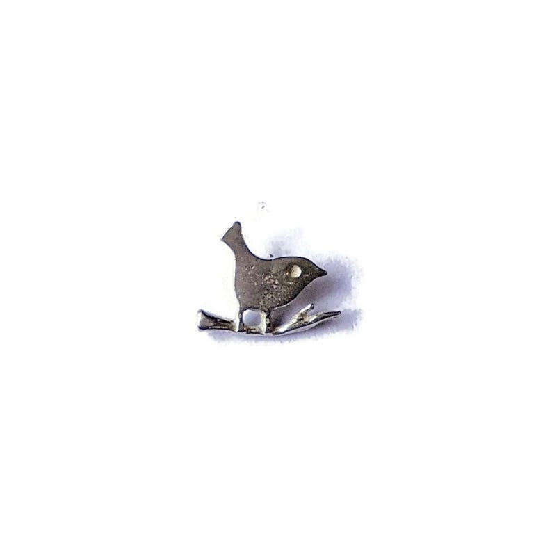 Silver Perching Bird Charm Pendant - - LadybugfeetDesigns -