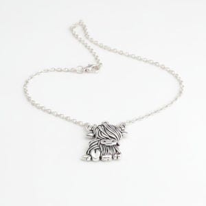 Highland Cow Necklace, 20 inch - Silver - - LadybugfeetDesigns -