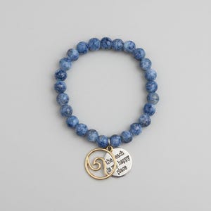 The Beach is my Happy Place Beaded Stretch Bracelet - - LadybugfeetDesigns -