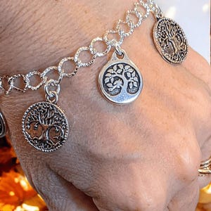Silver Tree of Life Charm Bracelet - - LadybugfeetDesigns -