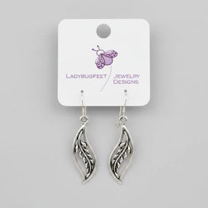 Fancy Leaf Sterling Silver Dangle earrings - - LadybugfeetDesigns -