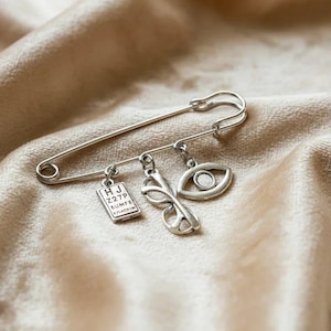 Optometric Asst Safety Pin Brooch, Purse Charm - - LadybugfeetDesigns -