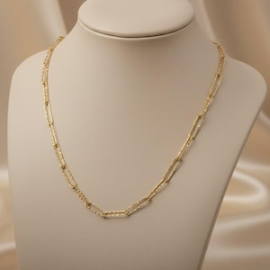 Diamond Cut Paperclip Chain necklace, Gold - 18- 24 inch - - LadybugfeetDesigns -