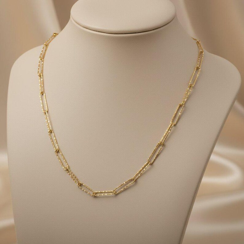 Diamond Cut Paperclip Chain necklace, Gold - 18- 24 inch - - LadybugfeetDesigns -
