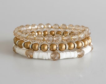 Cream & Crystals Stretch Bracelet Stack