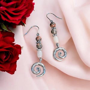 Opal, Jasper Swirl Earrings - - LadybugfeetDesigns -