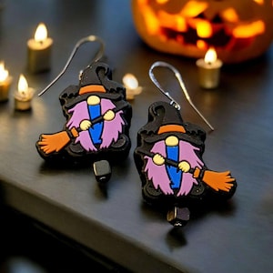 Gnome Halloween Earrings - - LadybugfeetDesigns -