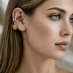 Celestial Sun Ear Cuff, Gold