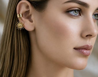 Celestial Sun Ear Cuff, Gold