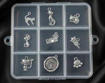 Cat Person Charm Box - 9 pc., Silver