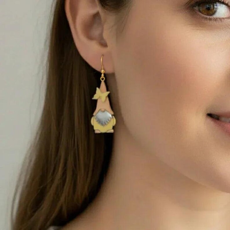 Boho Gnome hook earrings - Gold Filled hooks - - LadybugfeetDesigns -