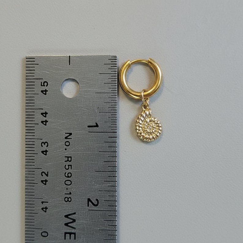 Sea Shell Hoop Earrings, Gold - 10 mm - - LadybugfeetDesigns -