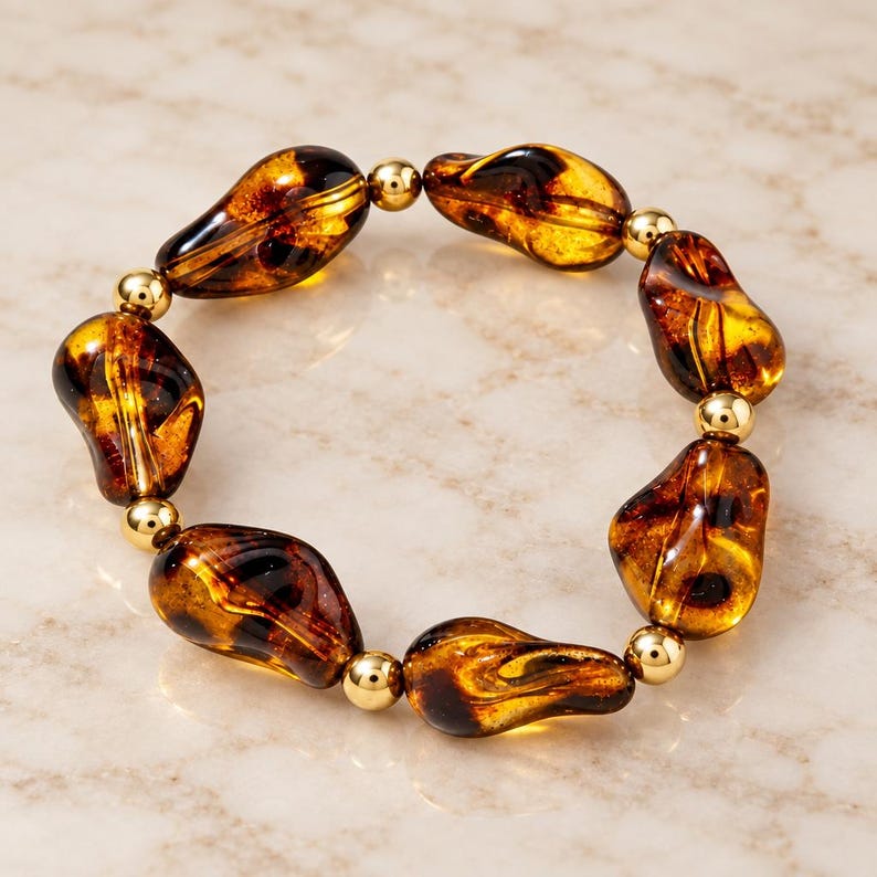 Leopard Print Chunky Bead Bracelet - - LadybugfeetDesigns -