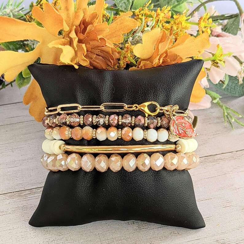 Autumn Leaf Gold Paperclip Chain Bracelet - - LadybugfeetDesigns -