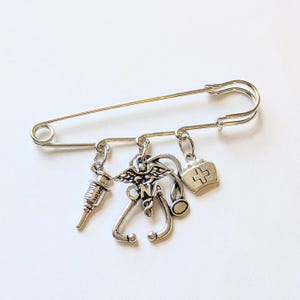 CNA - Certified Nursing Asst. Safety Pin Brooch, Purse Charm - - LadybugfeetDesigns -