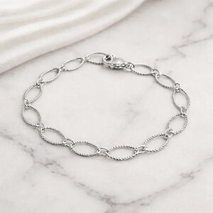 925 Sterling Silver Textured Charm Bracelet Base - D.i.y. - Build Your Charm Bracelet! - - LadybugfeetDesigns -