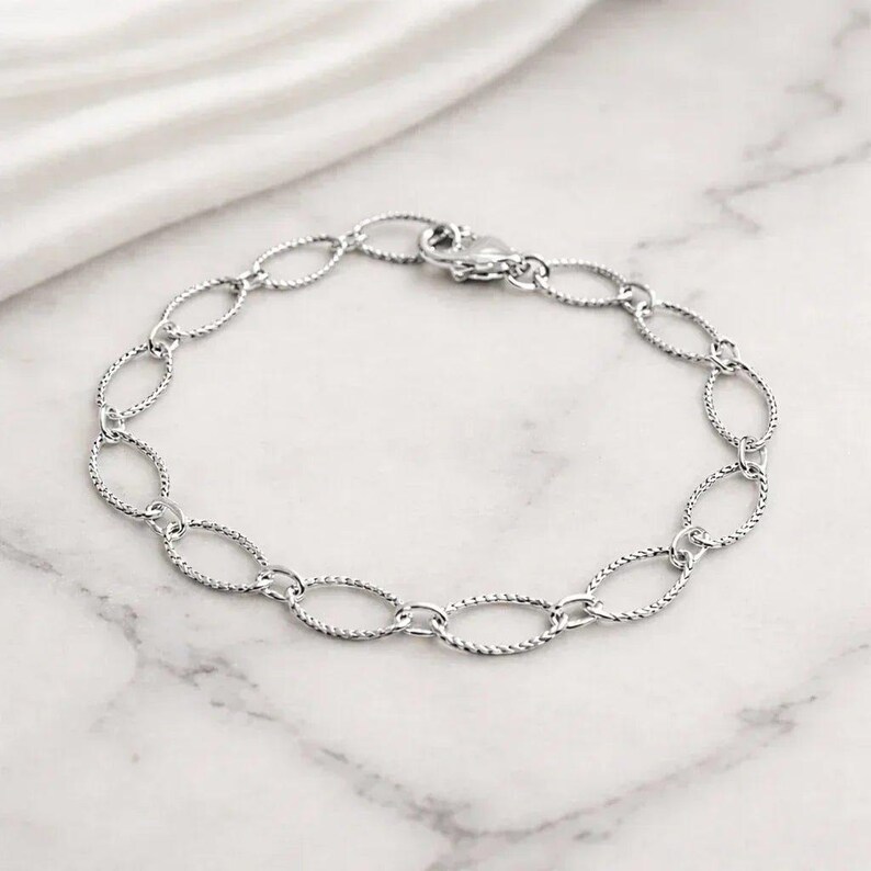 925 Sterling Silver Textured Charm Bracelet Base - D.i.y. - Build Your Charm Bracelet! - - LadybugfeetDesigns -