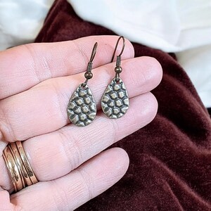 Antique Bronze Crocodile Tears Earrings - - LadybugfeetDesigns -