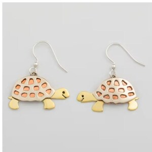 Rustic Turtle Hook Earrings - - LadybugfeetDesigns -